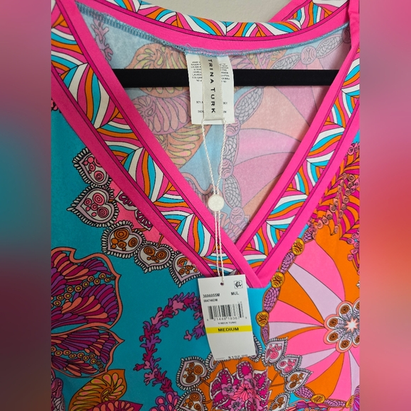 NWT Trina Turk Meilani Floral Pink Blue And Orange Swim Cover-Up Size M - Picture 12 of 14
